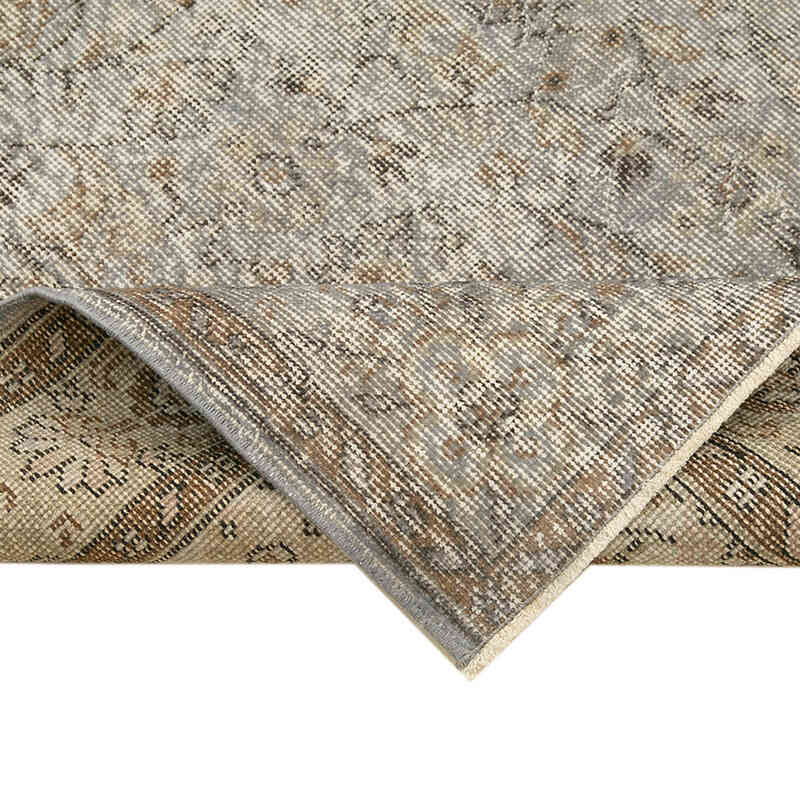 Gri Boyalı El Dokuma Vintage Halı - 138 cm x 263 cm - K0056121