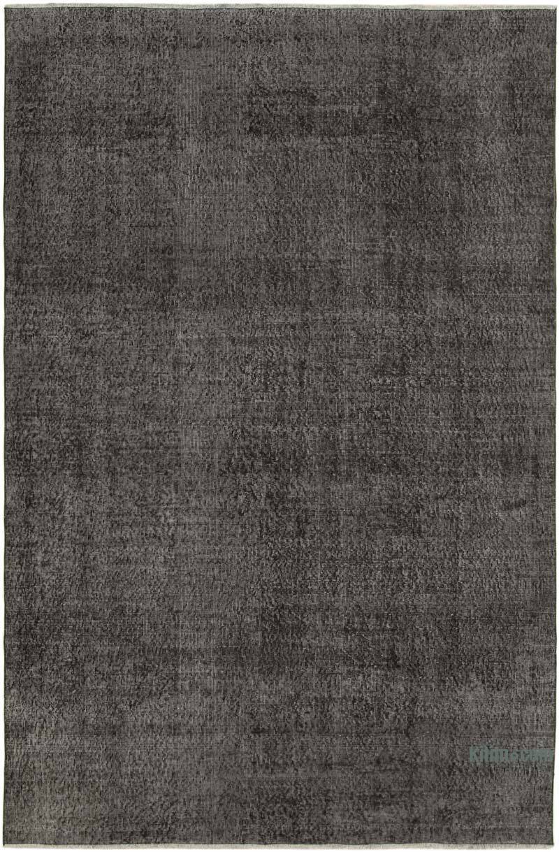 Siyah Boyalı El Dokuma Vintage Halı - 197 cm x 295 cm - K0056133