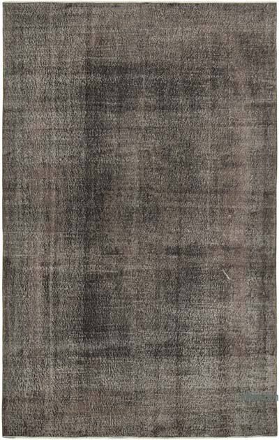 Black Over-dyed Vintage Hand-Knotted Turkish Rug - 6' 8" x 10' 4" (80" x 124")