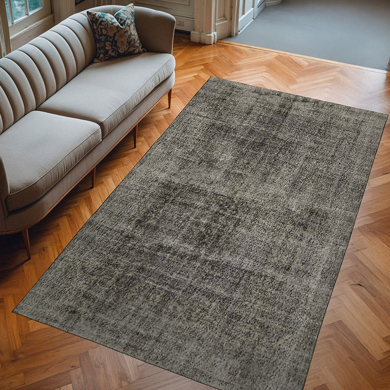 Black Over-dyed Vintage Hand-Knotted Turkish Rug - 5' 5" x 9' 1" (65" x 109") - K0056142
