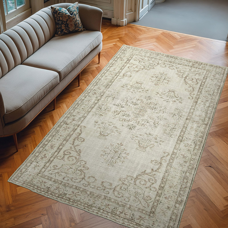 Gris Alfombra Turca Vintage Sobre-teñida - 172 cm x 280 cm - K0056145