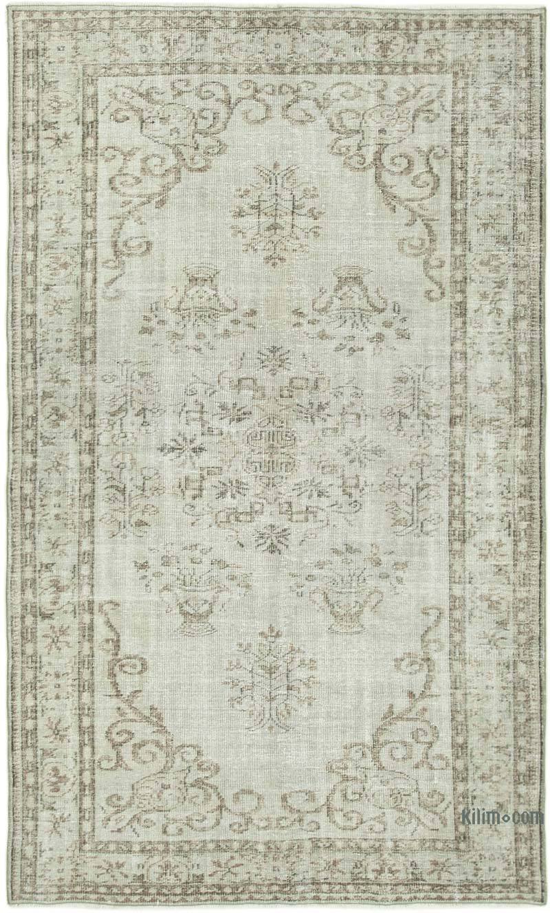Grey Over-dyed Vintage Hand-Knotted Turkish Rug - 5' 8" x 9' 2" (68" x 110") - K0056145