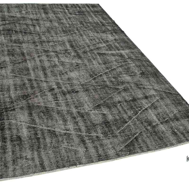 Black Over-dyed Vintage Hand-Knotted Turkish Rug - 5' 5" x 8' 8" (65" x 104") - K0056147