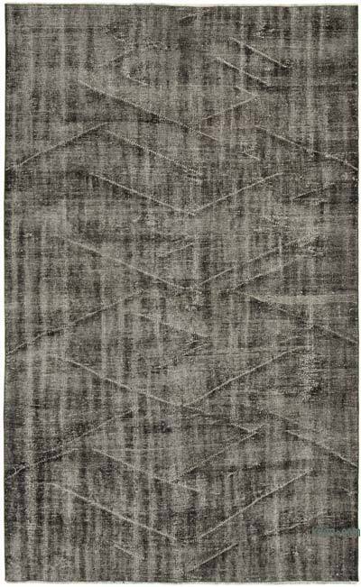 Siyah Boyalı El Dokuma Vintage Halı - 165 cm x 264 cm