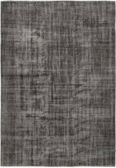 Black Over-dyed Vintage Hand-Knotted Turkish Rug - 6' 9" x 9' 11" (81" x 119")