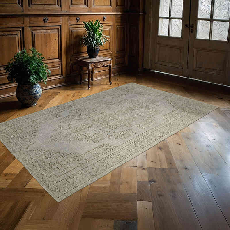 Gray Over-dyed Vintage Hand-Knotted Turkish Rug - 5' 5" x 8' 7" (65" x 103") - K0056151