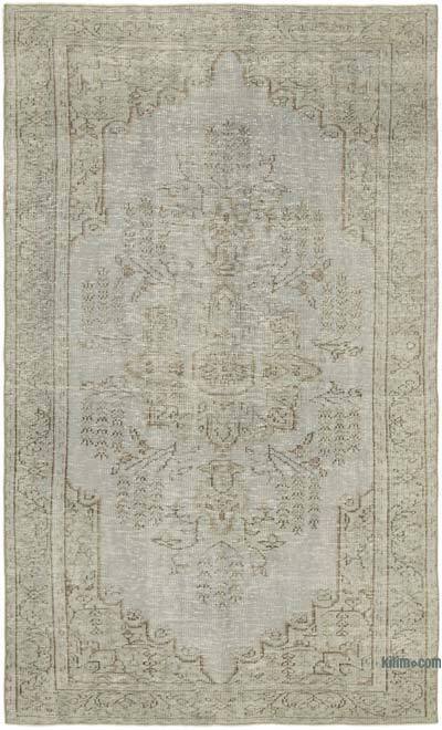 Gray Over-dyed Vintage Hand-Knotted Turkish Rug - 5' 5" x 8' 7" (65" x 103")