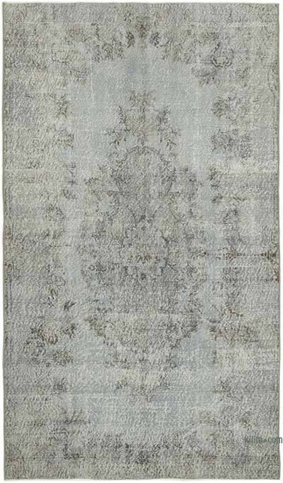 Gray Over-dyed Vintage Hand-Knotted Turkish Rug - 4' 11" x 8' 4" (59" x 100")