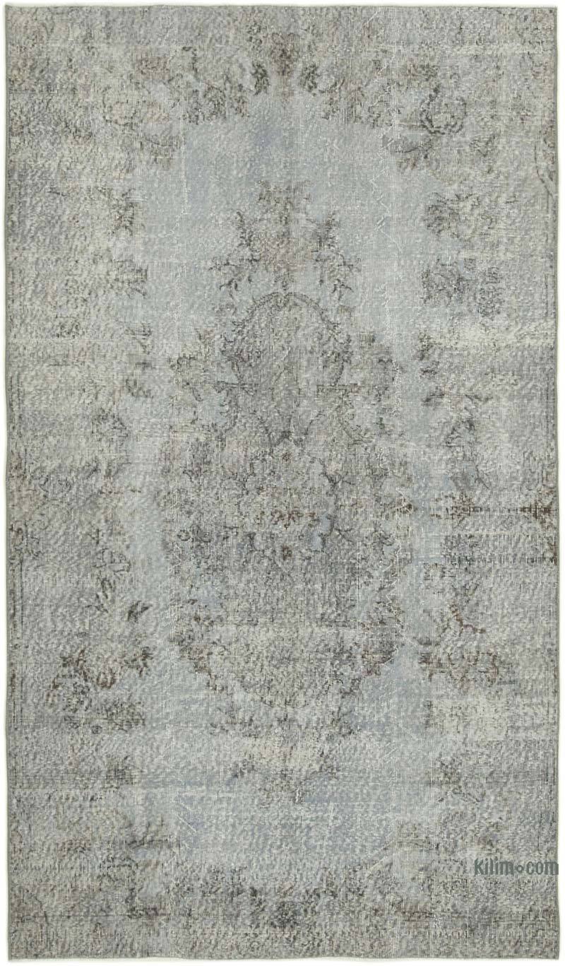 Grey Over-dyed Vintage Hand-Knotted Turkish Rug - 4' 11" x 8' 4" (59" x 100") - K0056153