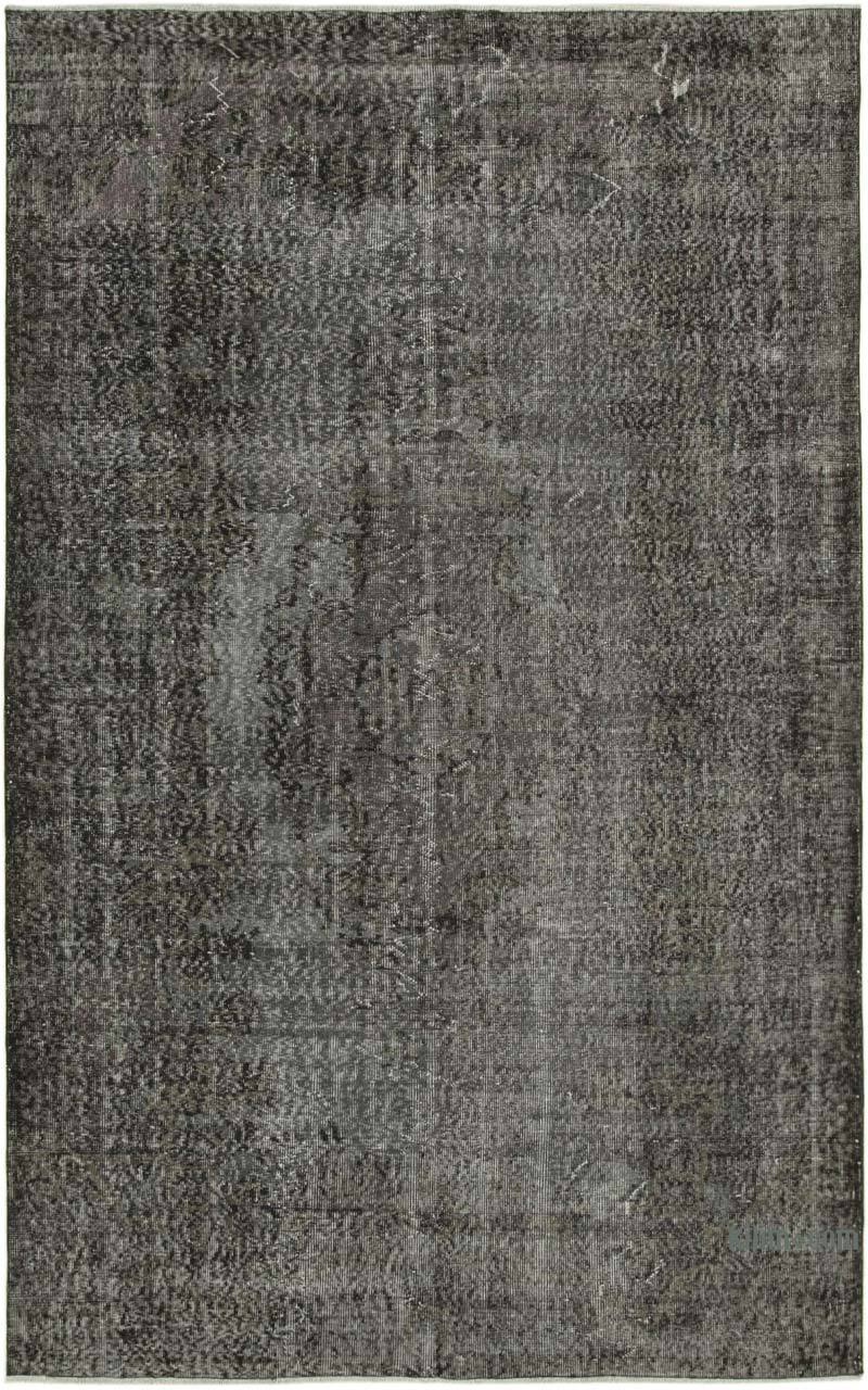 Black Over-dyed Vintage Hand-Knotted Turkish Rug - 6' 1" x 9' 7" (73" x 115") - K0056160