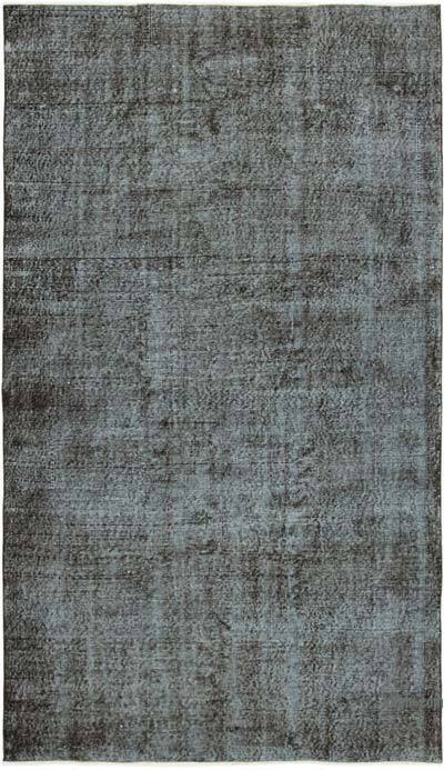 Black Over-dyed Vintage Hand-Knotted Turkish Rug - 5' 1" x 8' 6" (61" x 102")
