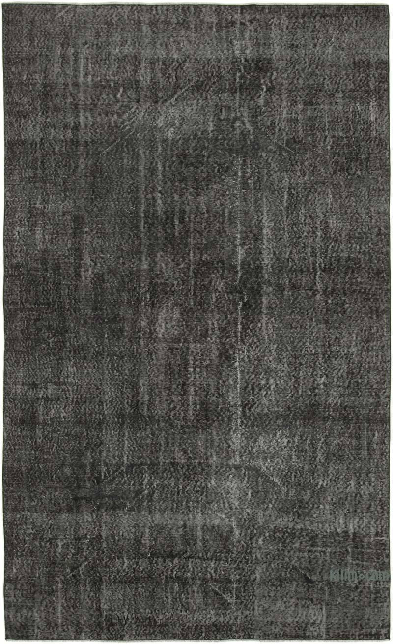 Black Over-dyed Vintage Hand-Knotted Turkish Rug - 6' 3" x 10' 2" (75" x 122") - K0056164