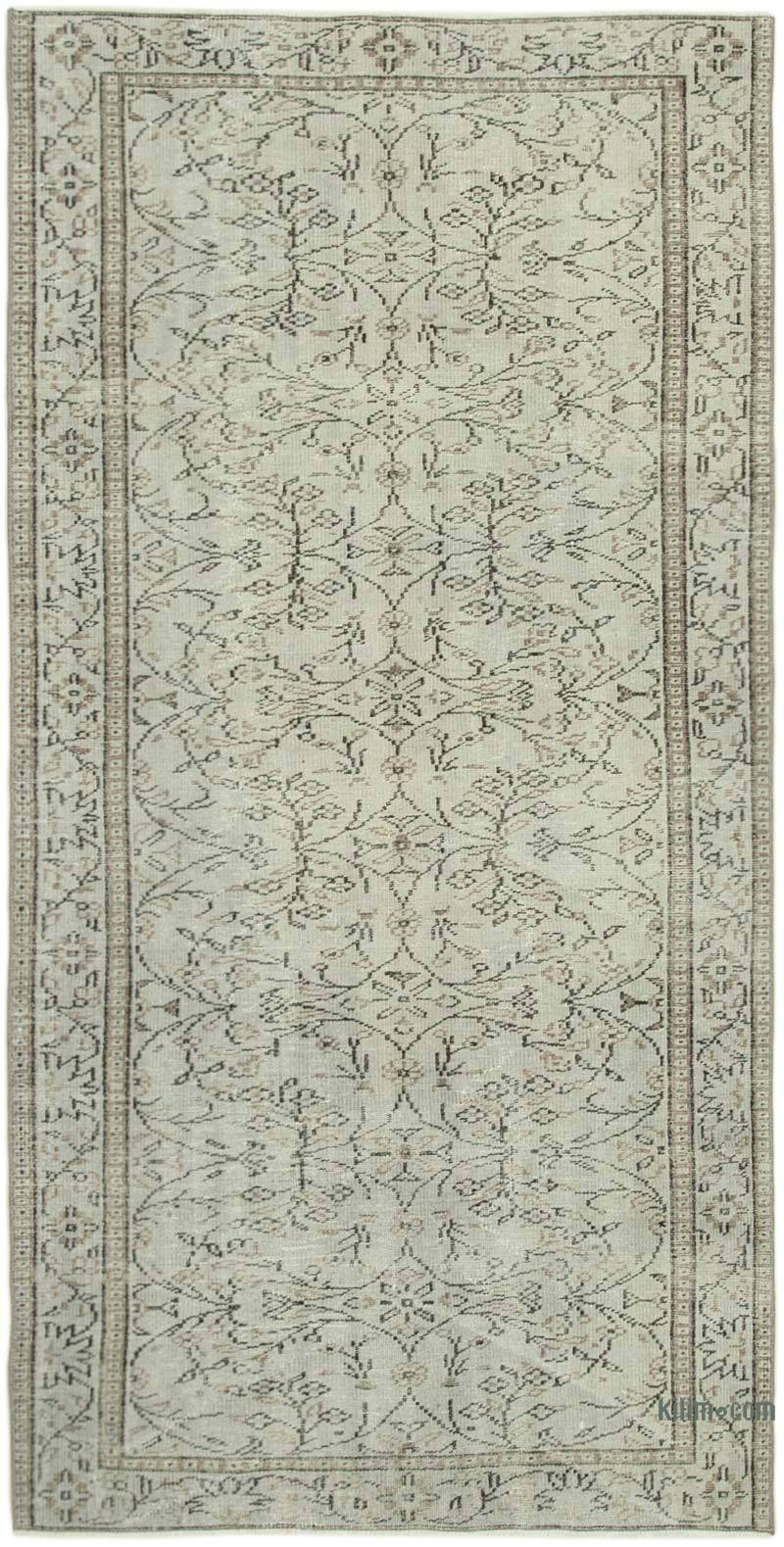 Grey Over-dyed Vintage Hand-Knotted Turkish Rug - 4' 6" x 8' 8" (54" x 104") - K0056168