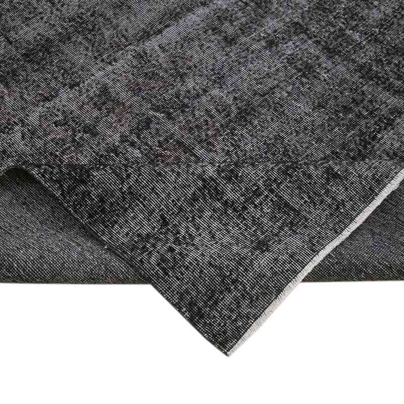 Black Over-dyed Vintage Hand-Knotted Turkish Rug - 6' 9" x 9' 7" (81" x 115") - K0056177