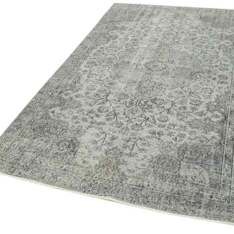 Grey Over-dyed Vintage Hand-Knotted Turkish Rug - 4' 9" x 8' 2" (57" x 98") - K0056178