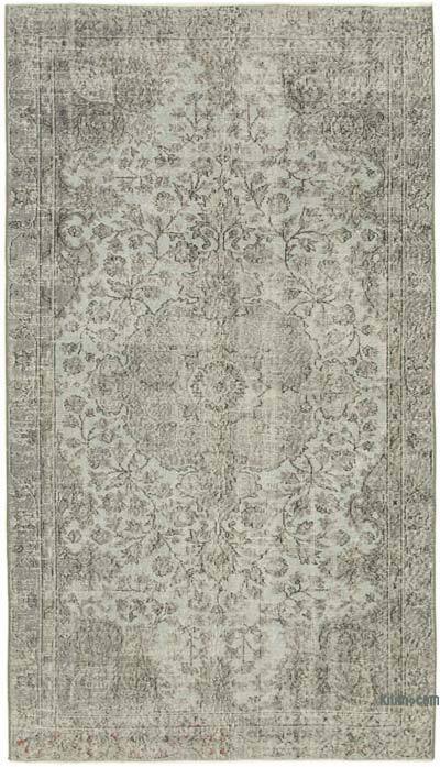 Gray Over-dyed Vintage Hand-Knotted Turkish Rug - 4' 9" x 8' 2" (57" x 98")
