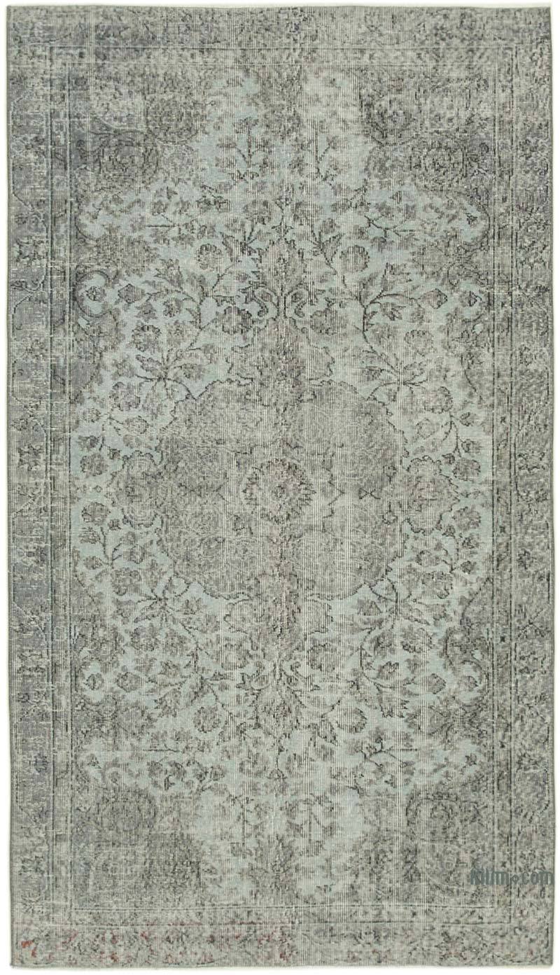 Grey Over-dyed Vintage Hand-Knotted Turkish Rug - 4' 9" x 8' 2" (57" x 98") - K0056178