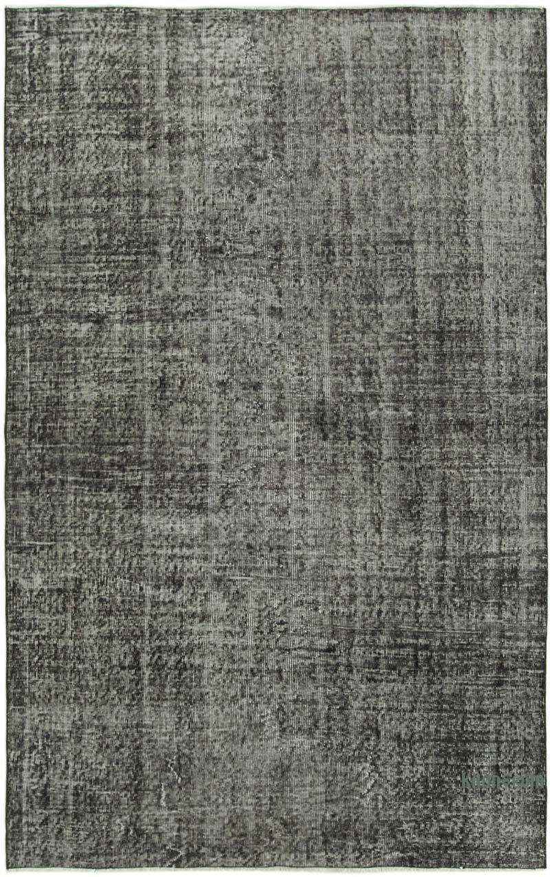 Black Over-dyed Vintage Hand-Knotted Turkish Rug - 5' 3" x 8' 1" (63" x 97") - K0056179