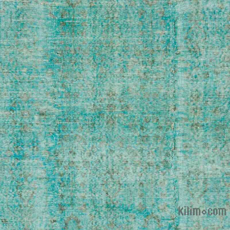 Turquesa Alfombra Turca Vintage Sobre-teñida - 160 cm x 274 cm - K0056181