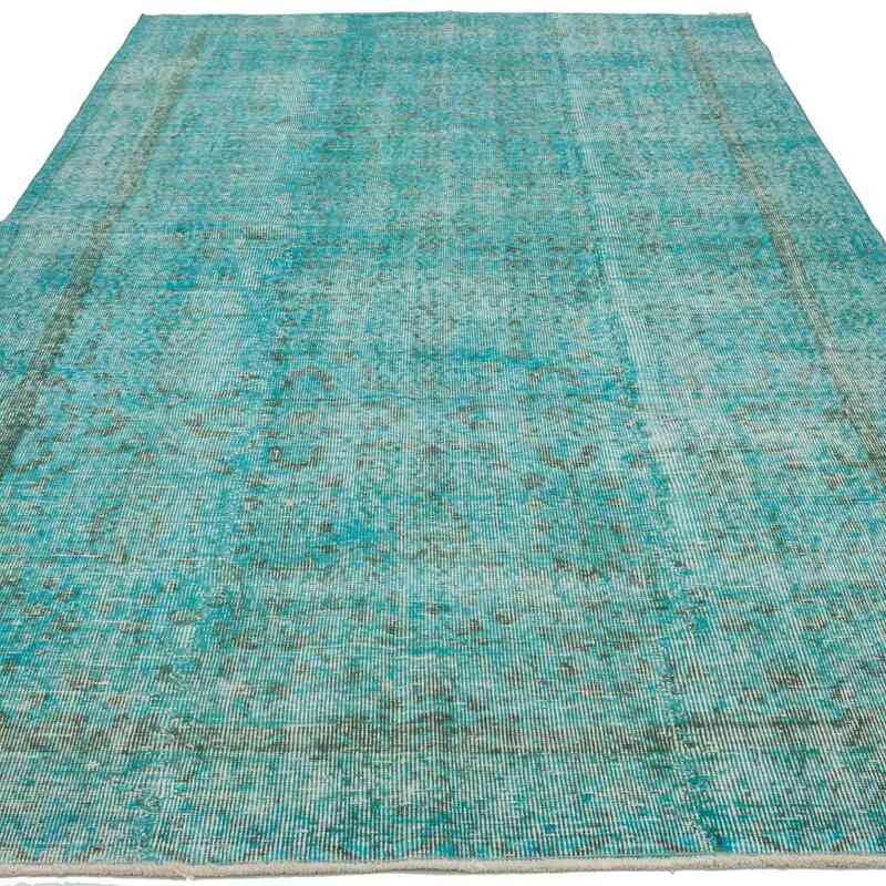 Turquesa Alfombra Turca Vintage Sobre-teñida - 160 cm x 274 cm - K0056181