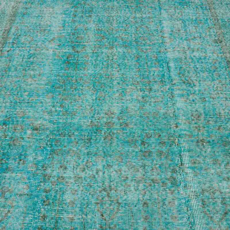 Turquesa Alfombra Turca Vintage Sobre-teñida - 160 cm x 274 cm - K0056181