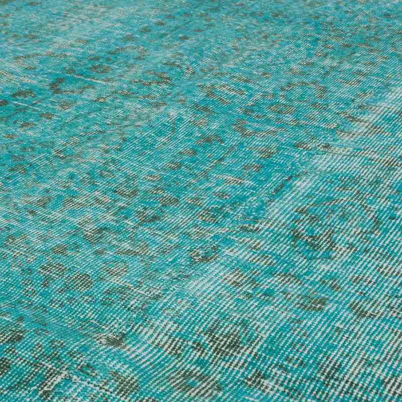 Turquesa Alfombra Turca Vintage Sobre-teñida - 160 cm x 274 cm - K0056181