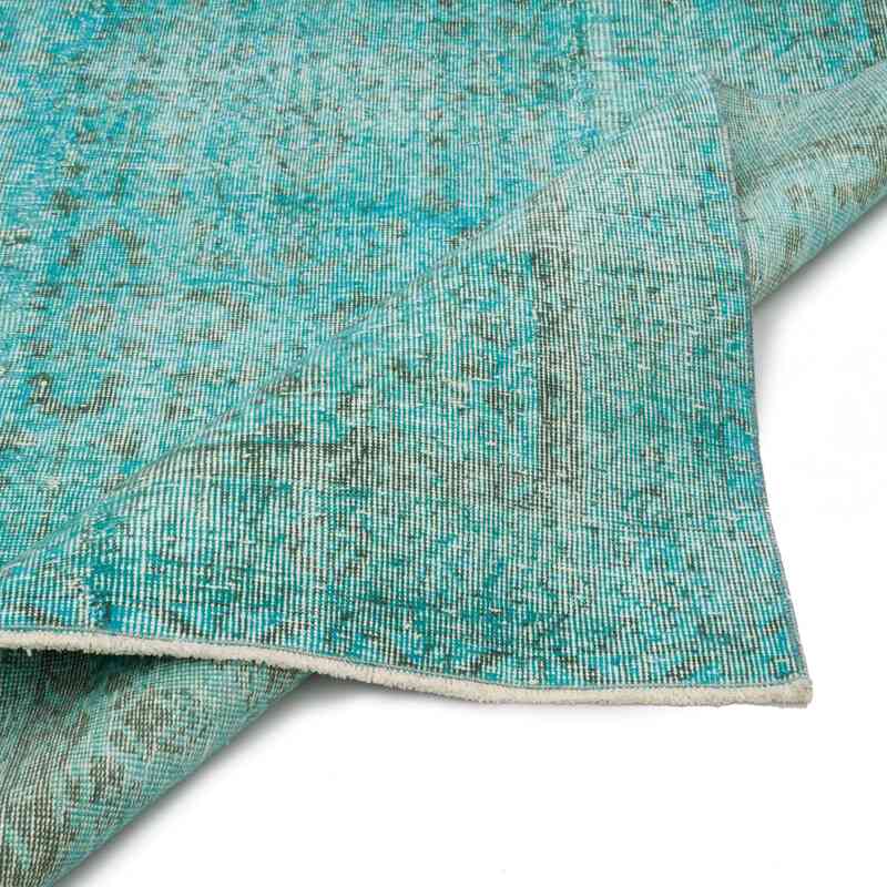 Turquesa Alfombra Turca Vintage Sobre-teñida - 160 cm x 274 cm - K0056181