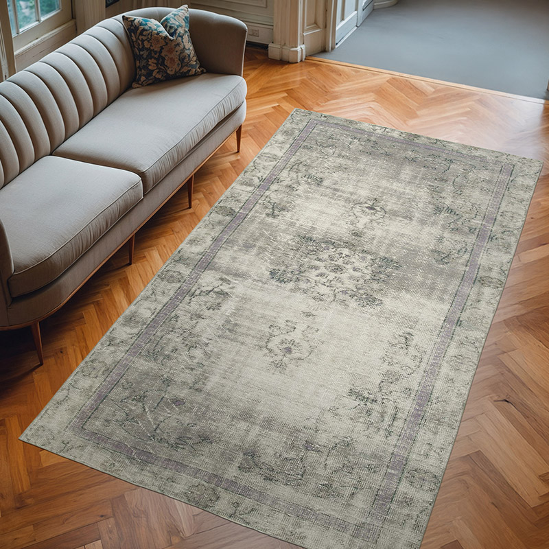 Gris Alfombra Turca Vintage Sobre-teñida - 165 cm x 284 cm - K0056183