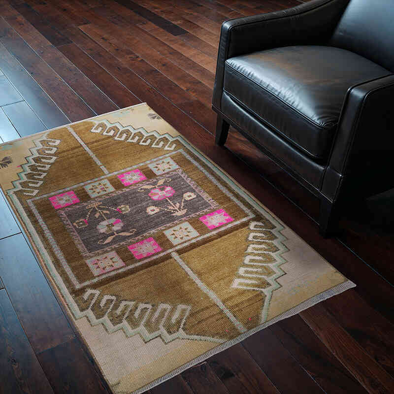 Alfombra Vintage Turca Anudada a Mano - 87 cm x 130 cm - K0056193
