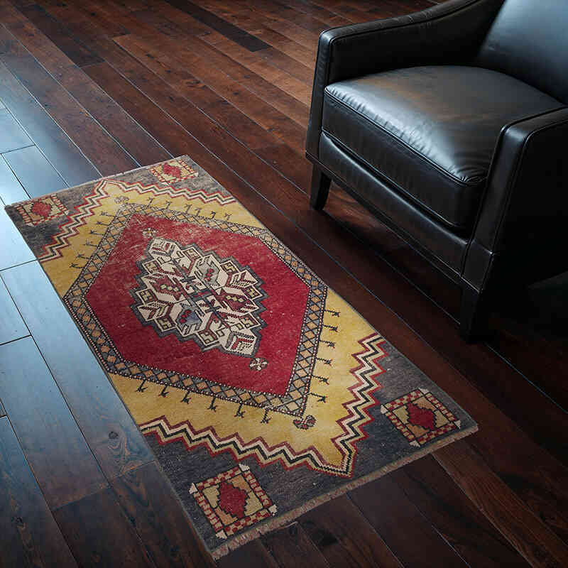 El Dokuma Vintage Halı - 71 cm x 136 cm - K0056194
