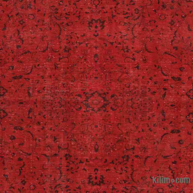 Red Overdyed Vintage Hand-Knotted Oriental Rug - 9' 10" x 13' 1" (118" x 157") - K0056343