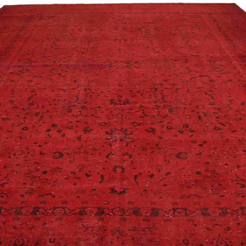 Red Overdyed Vintage Hand-Knotted Oriental Rug - 9' 10" x 13' 1" (118" x 157") - K0056343