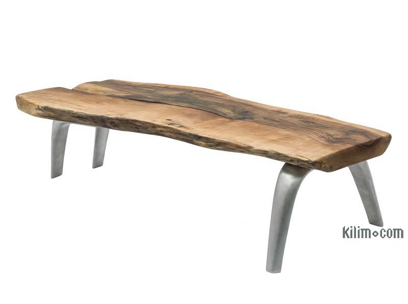Live Edge Walnut Coffee Table with Cast Aluminum Legs - K0056395