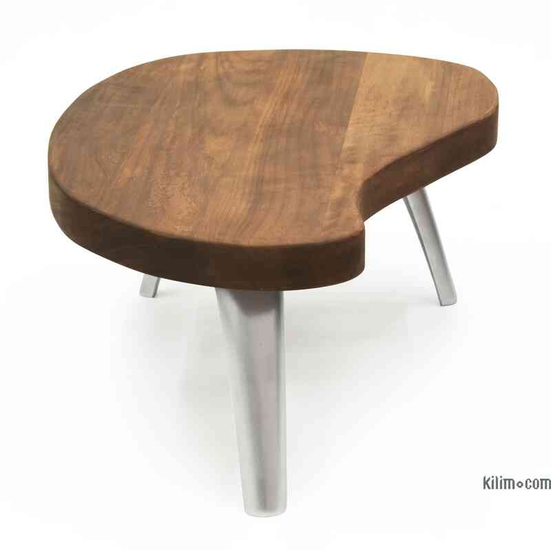 Solid Iroko Wood Coffee Table with Cast Aluminum Legs - K0056397