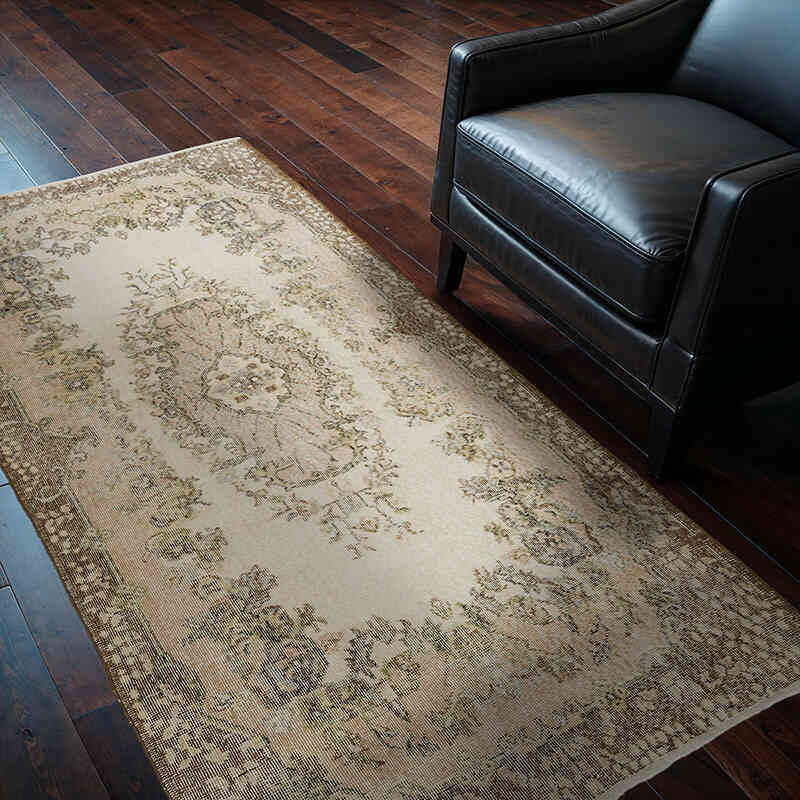 Alfombra Vintage Turca Anudada a Mano - 114 cm x 200 cm - K0056455