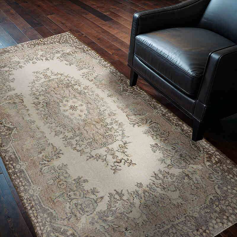 Alfombra Vintage Turca Anudada a Mano - 122 cm x 215 cm - K0056476