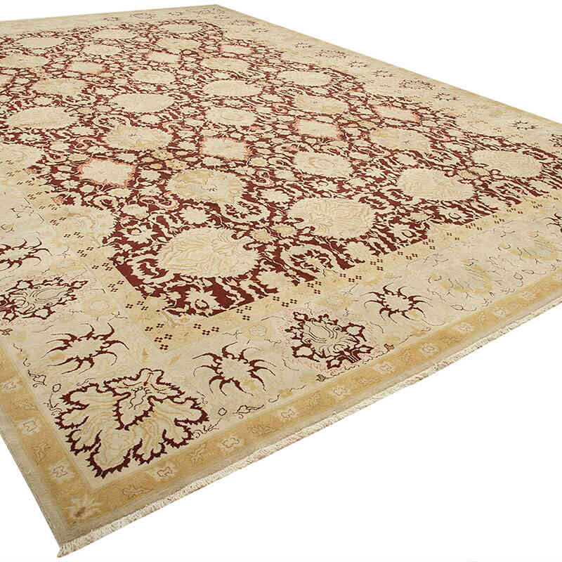 Amarillo Nueva Alfombra Oushak Tejida a Mano - 396 cm x 572 cm - K0056520