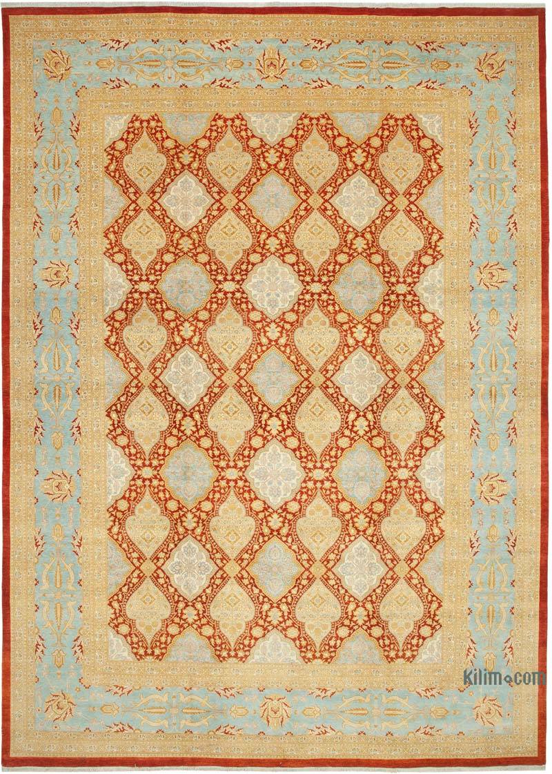 Blue New Hand-Knotted Wool Oushak Rug - 12' 2" x 17' 2" (146" x 206") - K0056604