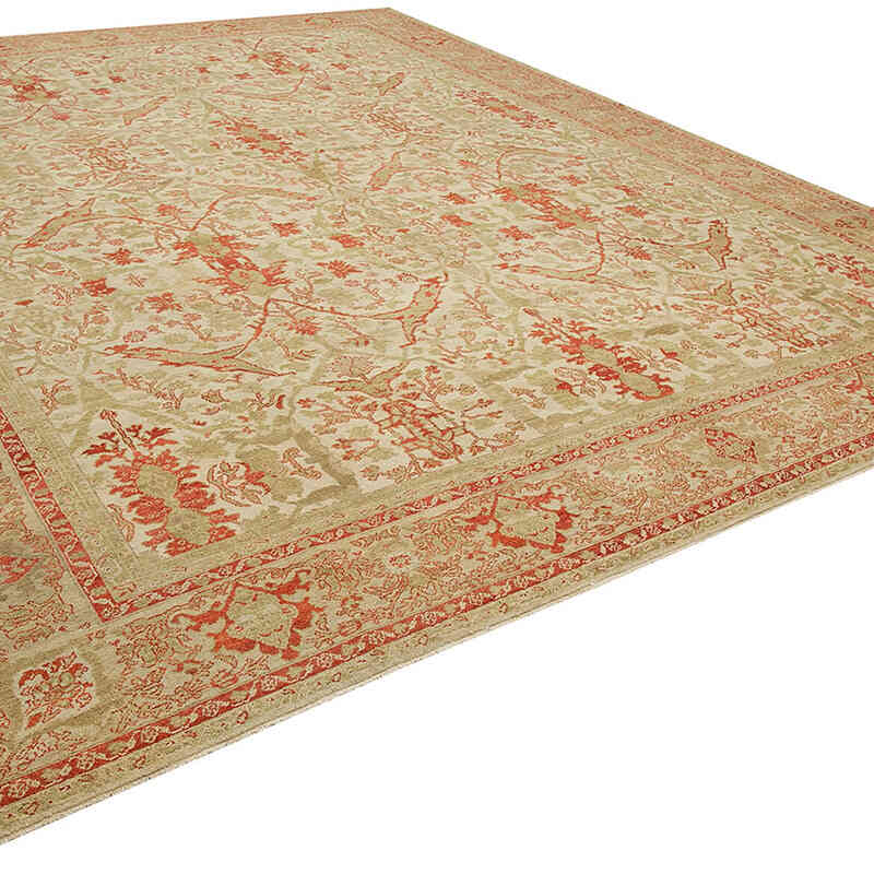 Green New Hand-Knotted Wool Oushak Rug - 12' 2" x 15' 11" (146" x 191") - K0056632