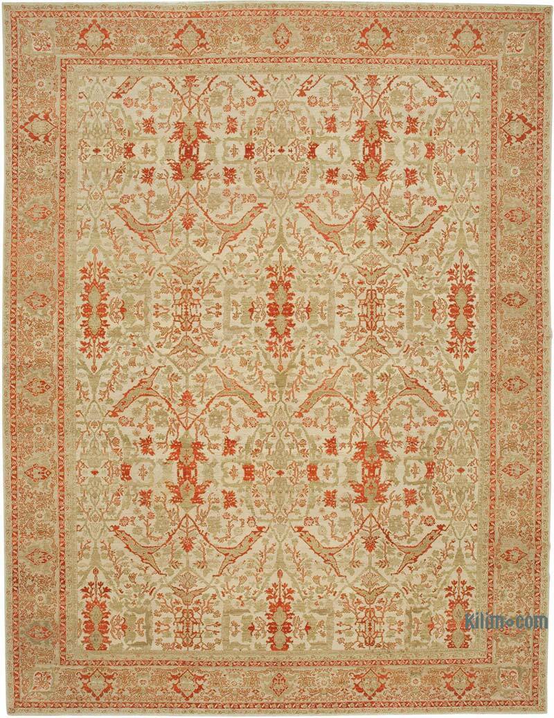 Green New Hand-Knotted Wool Oushak Rug - 12' 2" x 15' 11" (146" x 191") - K0056632
