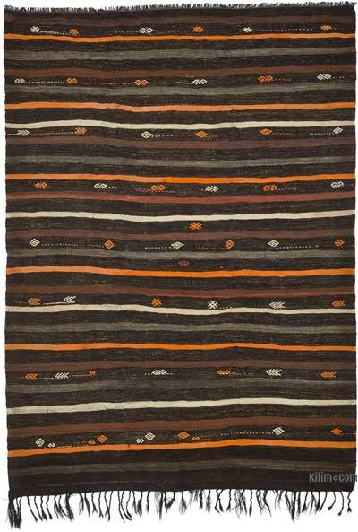 Brown Vintage Anatolian Kilim Rug - 7' 3" x 9' 11" (87" x 119")