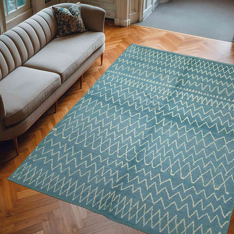 New Moroccan Style Hand-Knotted Tulu Rug - 7' 5" x 10'  (89" x 120") - K0056942
