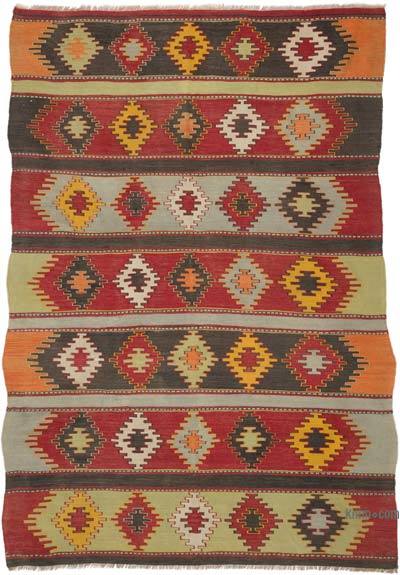 Multicolor Vintage Sivas Kilim Rug - 5' 11" x 8' 5" (71" x 101")