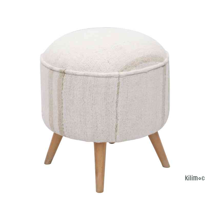 Vintage Hemp Kilim Upholstered Stool - K0057311