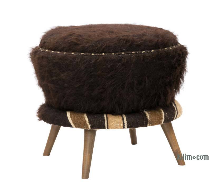 Vintage Rug Upholstered Stool - K0057337