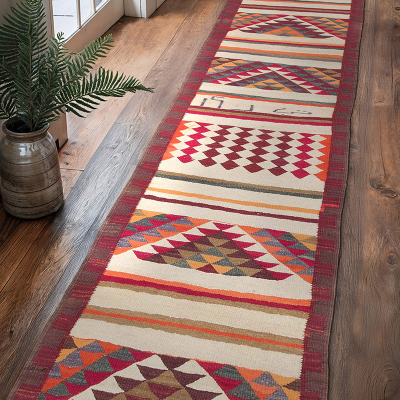 Vintage Tribal Kilim Runner - 2' 11" x 10' 9" (35" x 129") - K0057439