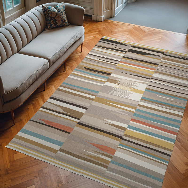 New Handwoven Turkish Kilim Rug - 6' 7" x 9' 10" (79" x 118") - K0057441