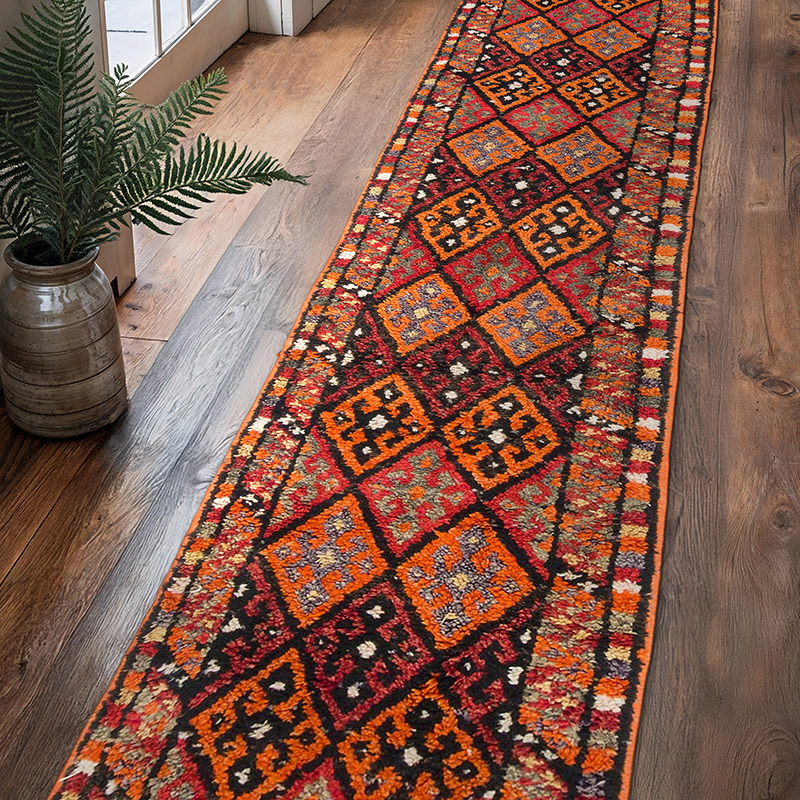 Alfombra Vintage de pasillo - 85 cm x 388 cm - K0057452