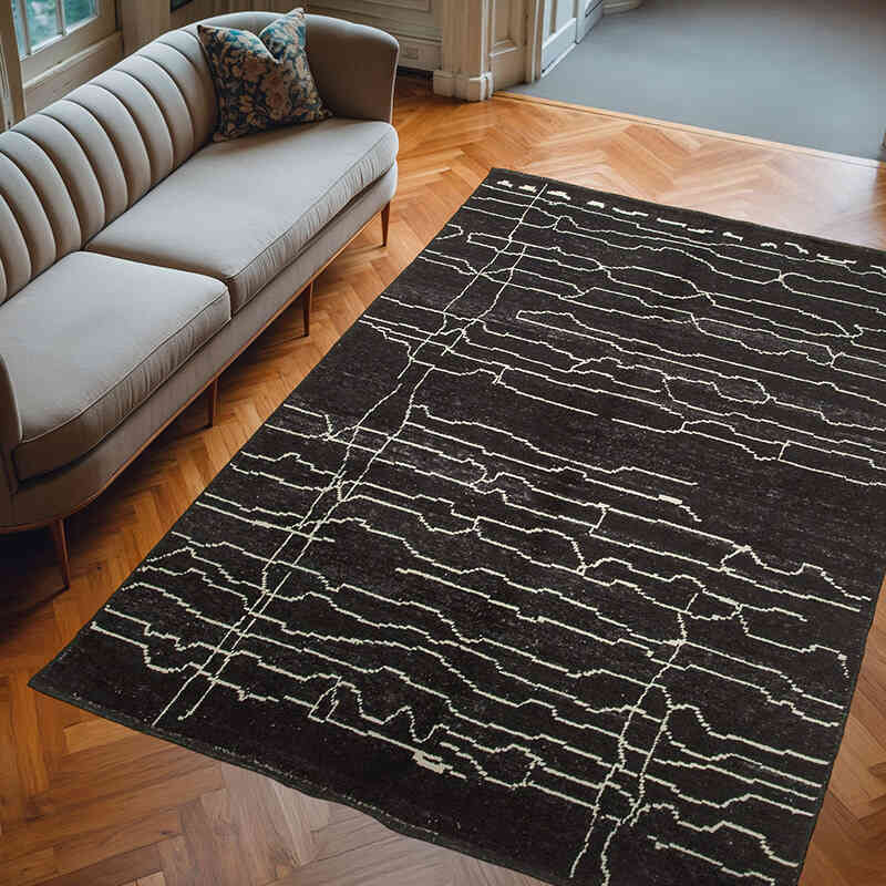 Alfombra "Tulu" de estilo marroquí anudada a mano - 208 cm x 298 cm - K0057489
