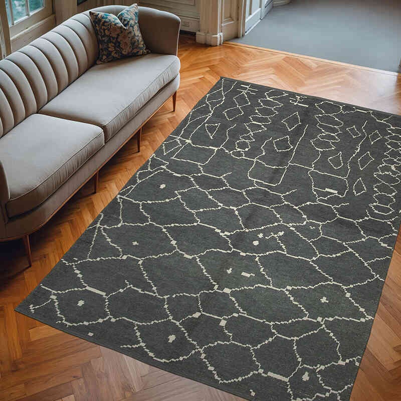 New Moroccan Style Hand-Knotted Tulu Rug - 6' 4" x 9' 1" (76" x 109") - K0057492